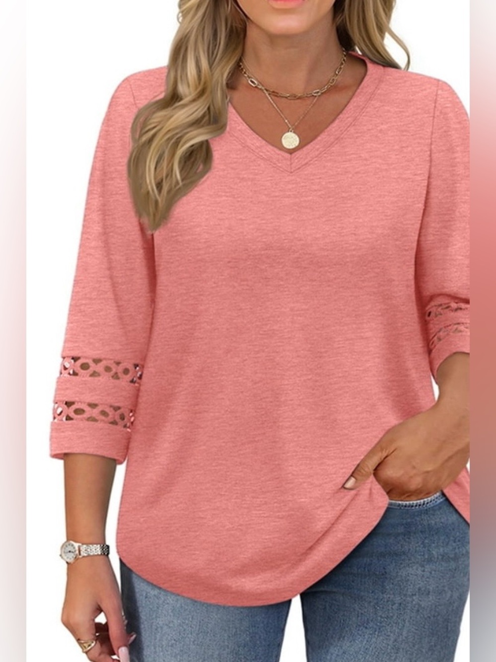 V-Neck 3/4 Sleeve Women’s 2XL Casual Blouse Top - Brand New